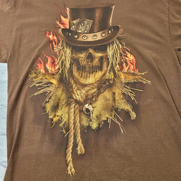 Card Shark Skull Scarecrow Brown Halloween T-shirt size Medium - Picture 2 of 8